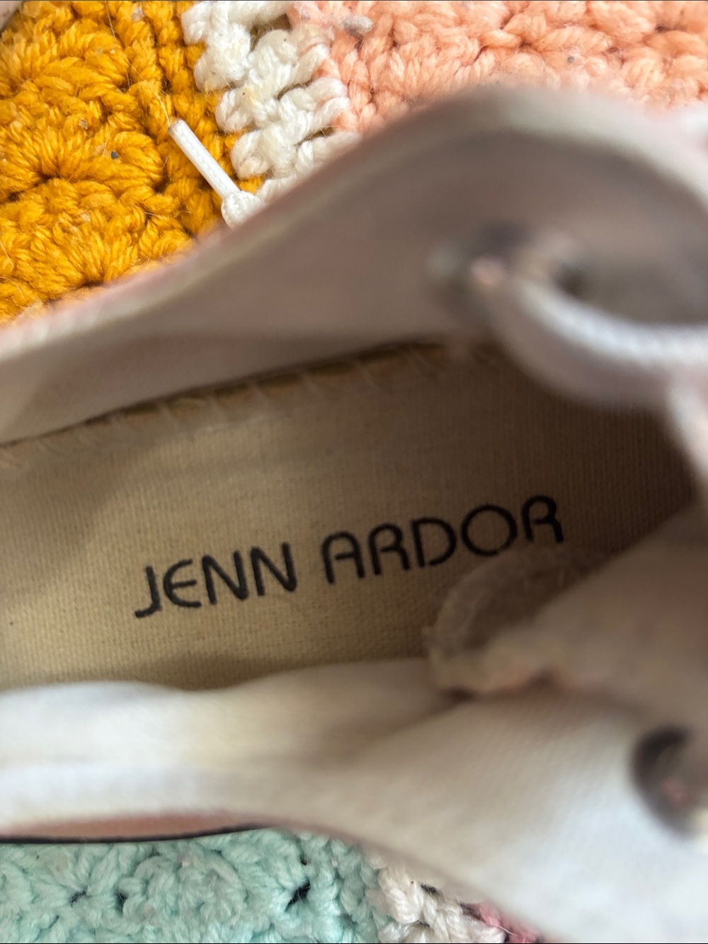 Jenn Ardor Pale Pink Low-Top LaceSneaker. One shoe has some loose rubber needs g